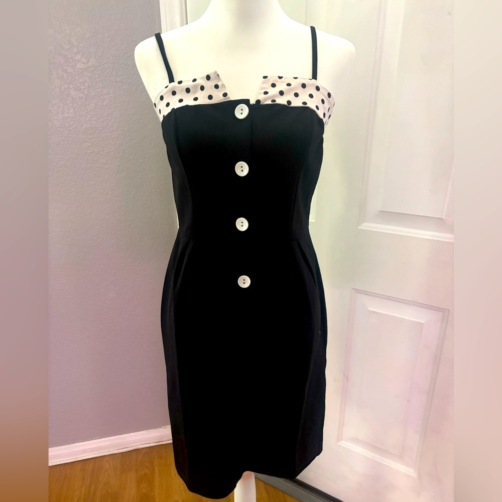 Handmade | 1920s inspired day minidress. Spaghetti strap, button through. Size L